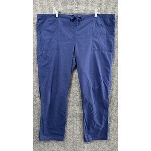 Scrubstar Womens Cargo Pants Size Large Indigo Pull On Drawstring Workwear